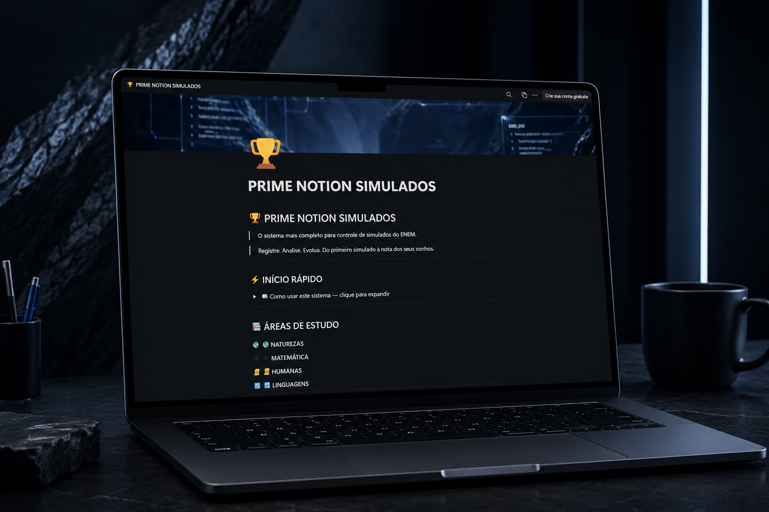 Prime Controle no Notion, visão do sistema